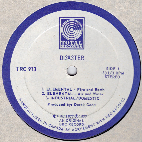 No Artist : Sound Effects - Disasters (LP, Mono)