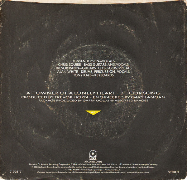 Yes : Owner Of A Lonely Heart (7", Single, SP )