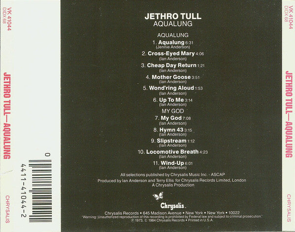Jethro Tull : Aqualung (CD, Album, RE)