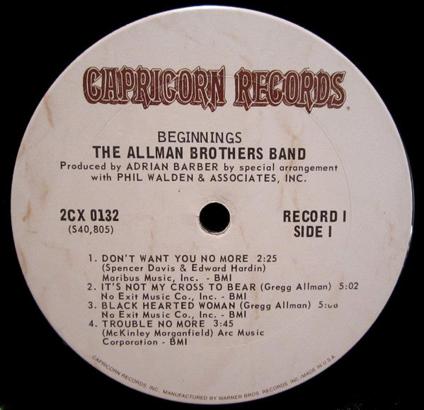 The Allman Brothers Band : Beginnings (2xLP, Comp, Ter)