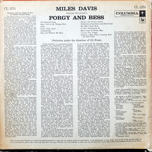 Miles Davis : Porgy And Bess (LP, Album, Mono)