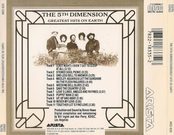 The 5th Dimension* : Greatest Hits On Earth (CD, Comp, RE)