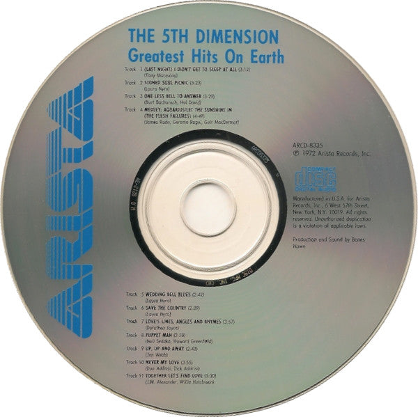 The 5th Dimension* : Greatest Hits On Earth (CD, Comp, RE)