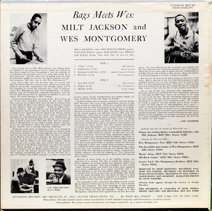 Milt Jackson And Wes Montgomery : Bags Meets Wes! (LP, Album, Mono)