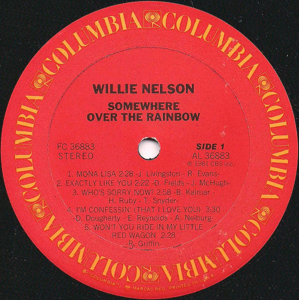 Willie Nelson : Somewhere Over The Rainbow (LP, Album, Ter)