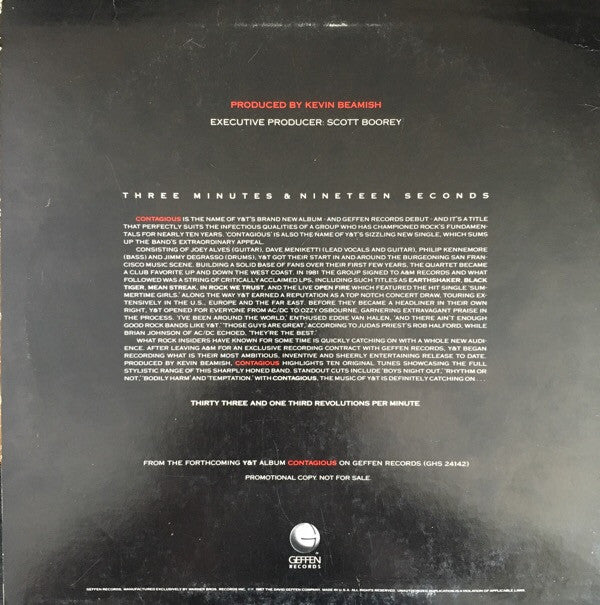 Y & T : Contagious (12", Single, Promo)