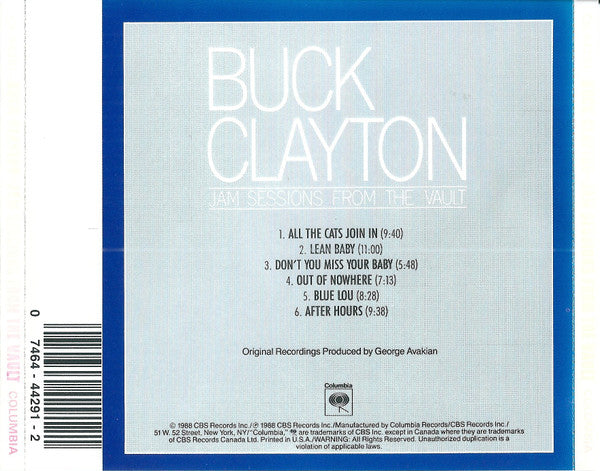 Buck Clayton : Jam Sessions From The Vault (CD, Album, RM)