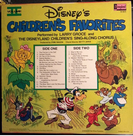 The Disneyland Children's Sing-Along Chorus : Disney's Children's Favorites Volume II (LP, Album, Club)