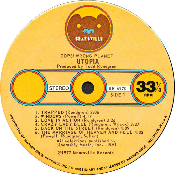 Utopia (5) : Oops! Wrong Planet (LP, Album, Pit)