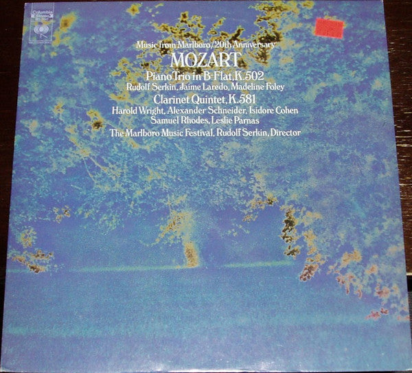 Mozart*, Rudolf Serkin : Music From Marlboro / 20th Anniversary. Piano Trio In B-Flat, K. 502; Clarinet Quintet, K. 581 (LP)