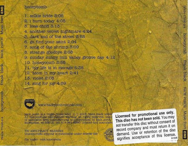 Frank Black : Honeycomb (CD, Album, Promo)