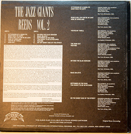 Various : The Jazz Giants - Vol. 2 - Reeds - 1955 (LP, Album, Comp, Mono)