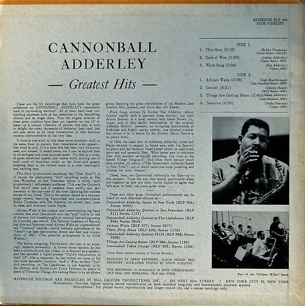 Cannonball Adderley : Greatest Hits (LP, Comp, Mono)