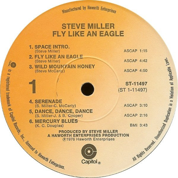 Steve Miller Band : Fly Like An Eagle (LP, Album, Sup)