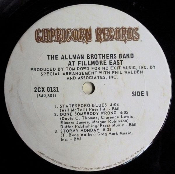 The Allman Brothers Band : The Allman Brothers Band At Fillmore East (2xLP, Album, RE)