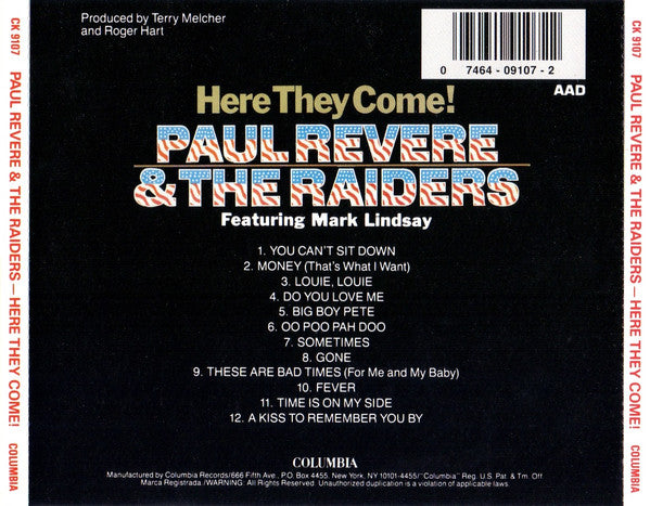 Paul Revere & The Raiders Featuring Mark Lindsay : Here They Come! (CD, Album, RE)