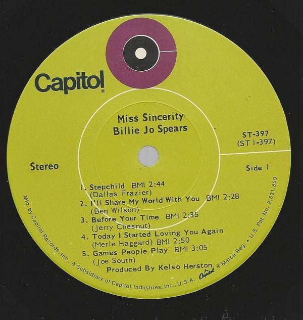 Billie Jo Spears : Miss Sincerity (LP, Album)