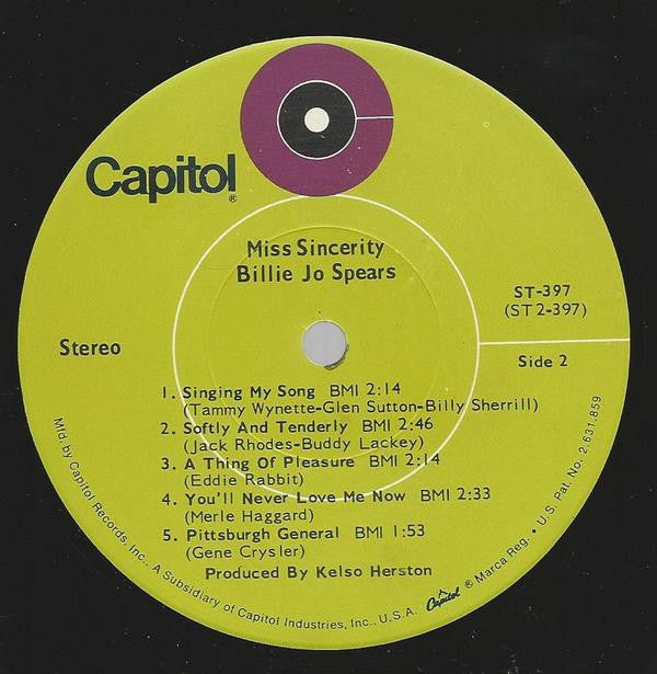 Billie Jo Spears : Miss Sincerity (LP, Album)