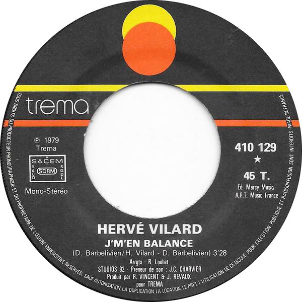 Hervé Vilard : J'm'en Balance (7", Single, Pap)