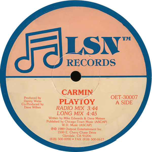 Carmin : Playtoy (12", Maxi, Whi)