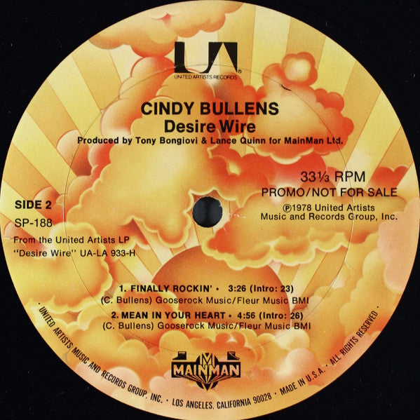 Cindy Bullens : Cindy Bullens Sneak Preview (12", Promo, Pro)