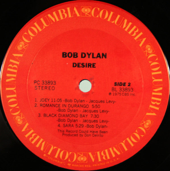 Bob Dylan : Desire (LP, Album, Ter)