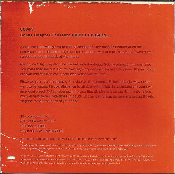 Prong : Rude Awakening (CD, Album, DAD)