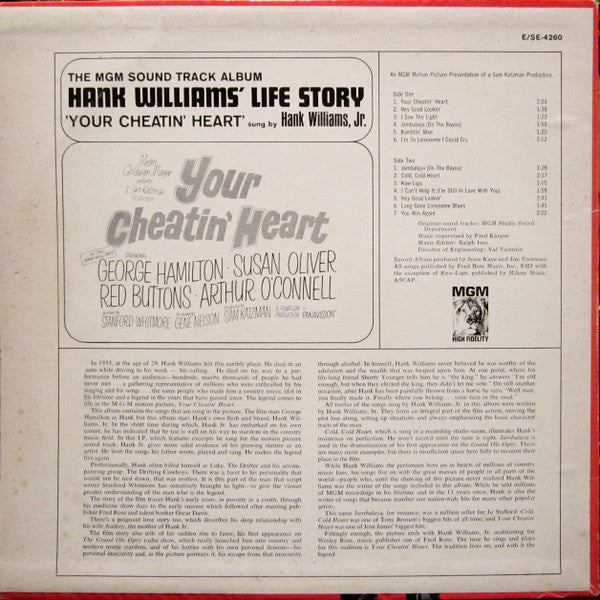 Hank Williams Jr. : Your Cheatin' Heart (Original Motion Picture Sound Track) (LP, Album)