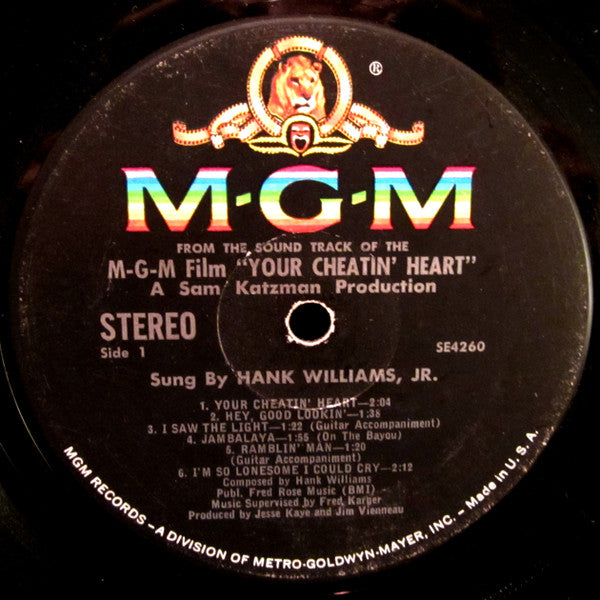 Hank Williams Jr. : Your Cheatin' Heart (Original Motion Picture Sound Track) (LP, Album)