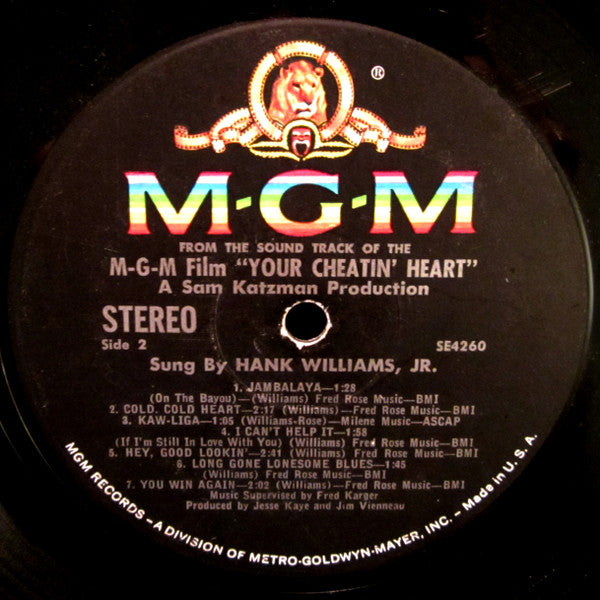 Hank Williams Jr. : Your Cheatin' Heart (Original Motion Picture Sound Track) (LP, Album)