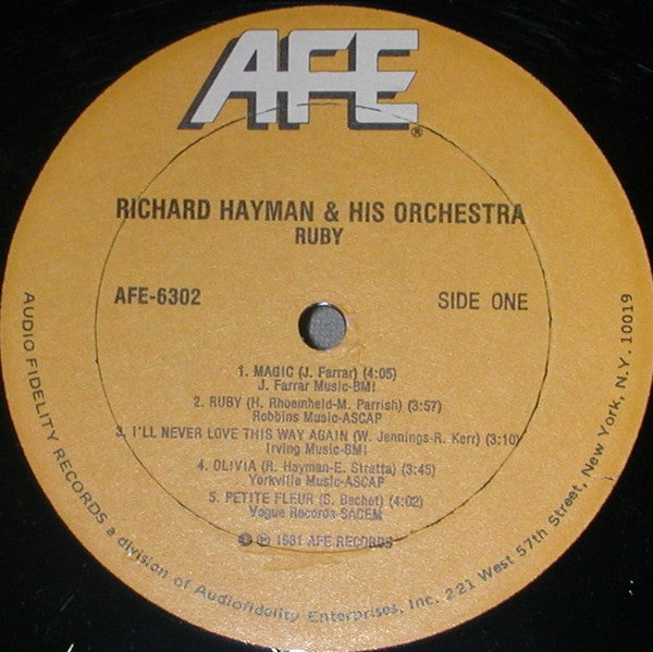 Richard Hayman And His Orchestra : Ruby (LP)