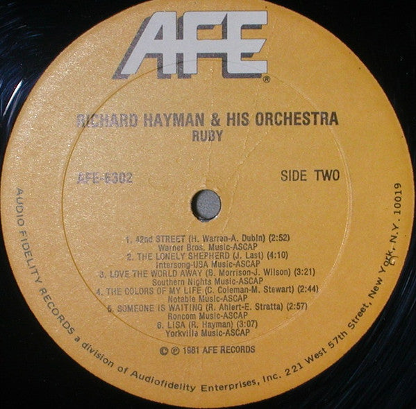 Richard Hayman And His Orchestra : Ruby (LP)