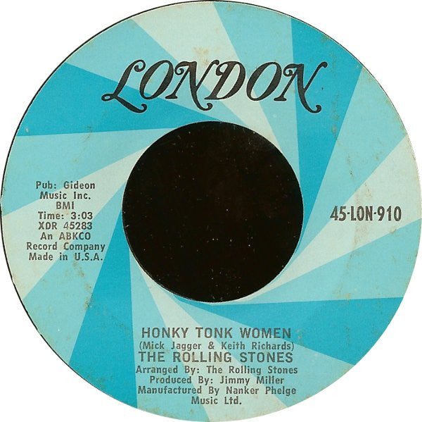 The Rolling Stones : Honky Tonk Women / You Can't Always Get What You Want (7", Single, Styrene, Pit)