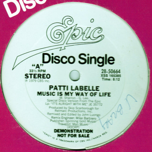 Patti LaBelle : Music Is My Way Of Life (12", Promo, Dem)