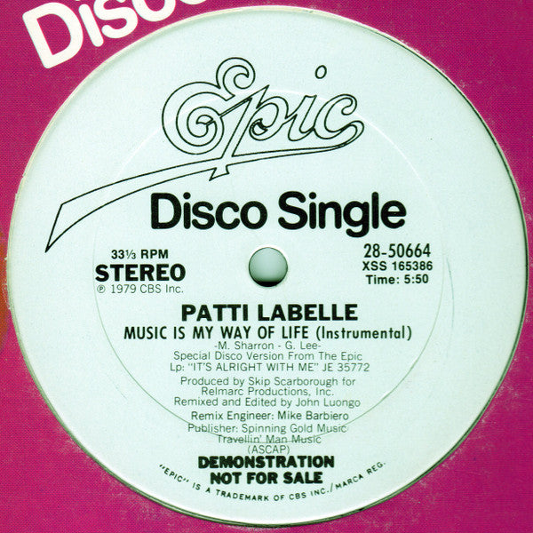 Patti LaBelle : Music Is My Way Of Life (12", Promo, Dem)