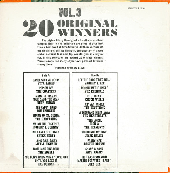 Various : 20 Original Winners Vol. 3 (LP, Comp)