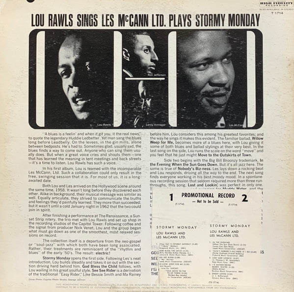 Lou Rawls / Les McCann Ltd. : Stormy Monday (LP, Album, Mono, Scr)