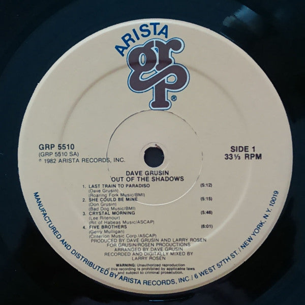 Dave Grusin : Out Of The Shadows (LP, Album)