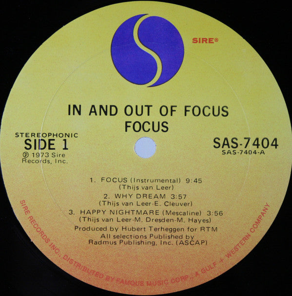 Focus (2) : In And Out Of Focus (LP, Album, RE, Mon)
