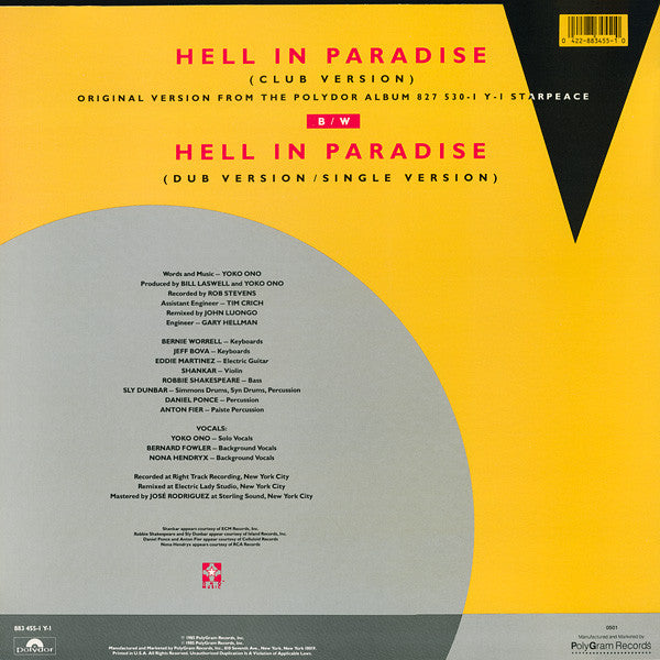 Yoko Ono : Hell In Paradise (12")
