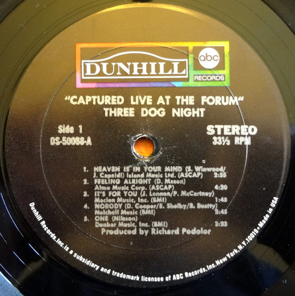 Three Dog Night : Captured Live At The Forum (LP, Album, Mon)