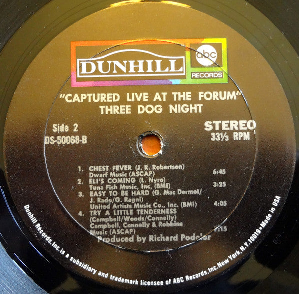 Three Dog Night : Captured Live At The Forum (LP, Album, Mon)