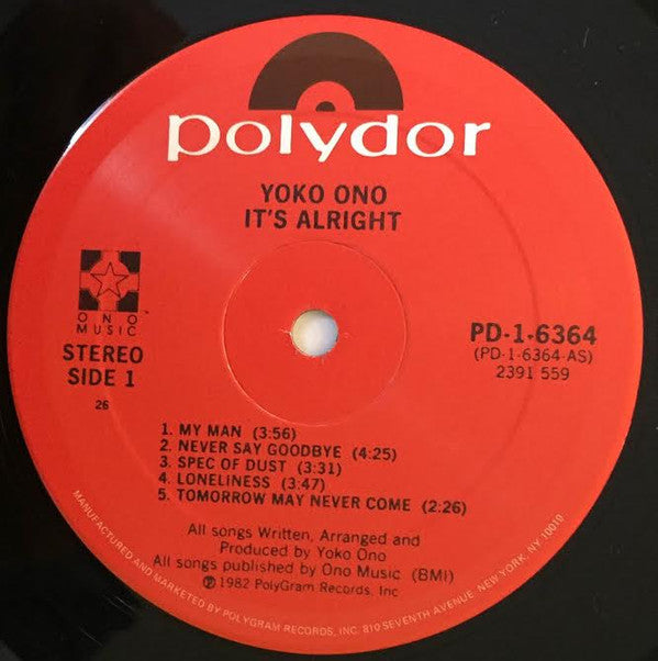 Yoko Ono : It's Alright (I See Rainbows) (LP, Album, PRC)