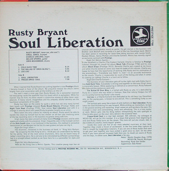 Rusty Bryant : Soul Liberation (LP, Album)