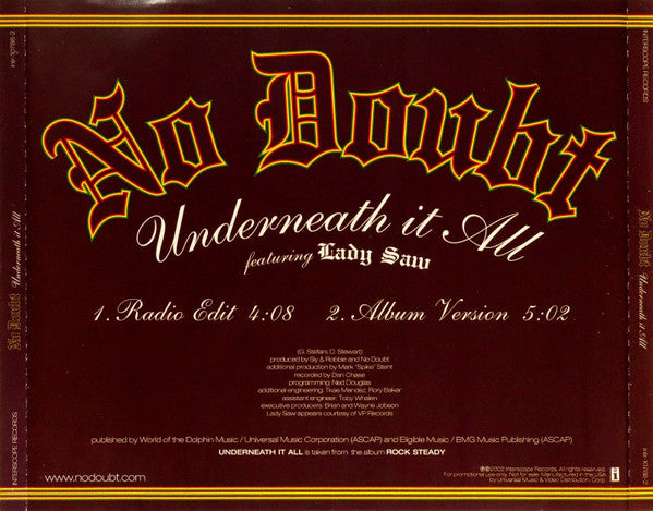 No Doubt : Underneath It All (CD, Single, Promo)
