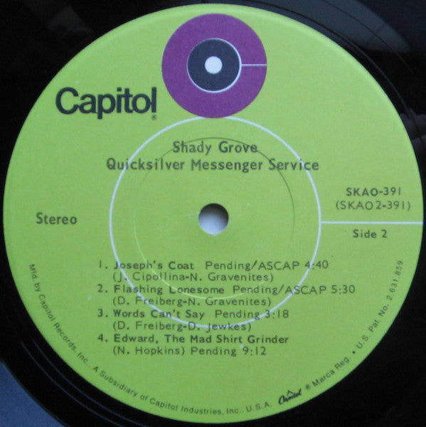 Quicksilver Messenger Service : Shady Grove (LP, Album, Gat)