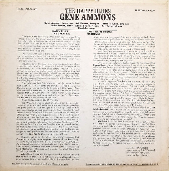 Gene Ammons' All Stars : The Happy Blues (LP, Album, Mono, RE)