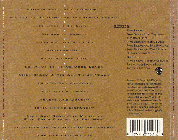 Paul Simon : Negotiations And Love Songs 1971-1986 (CD, Comp)