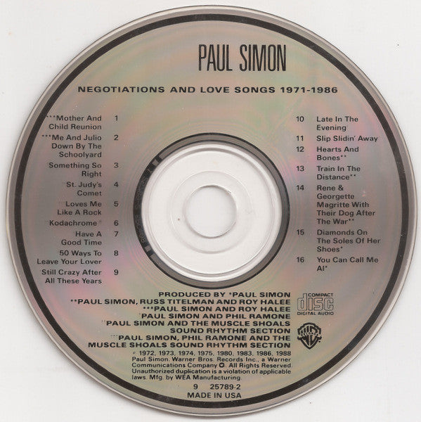 Paul Simon : Negotiations And Love Songs 1971-1986 (CD, Comp)