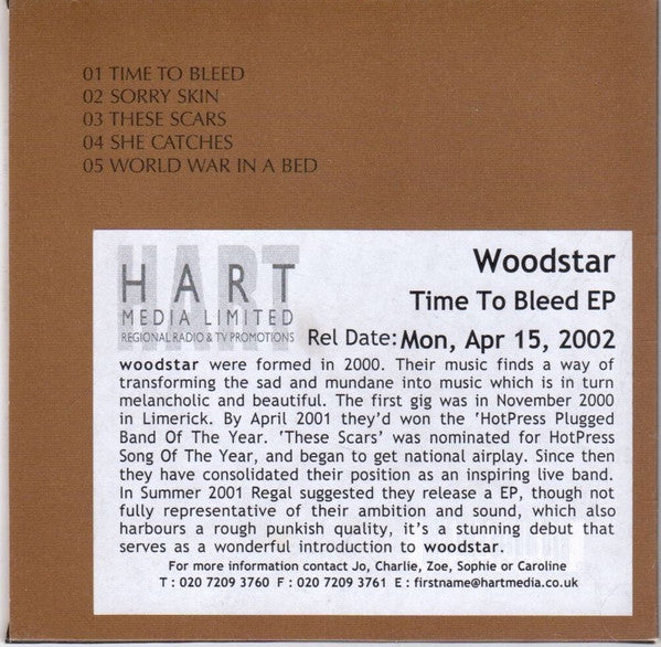Woodstar : Time To Bleed (CD, Promo)